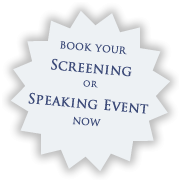 sticker that reads book  screening now